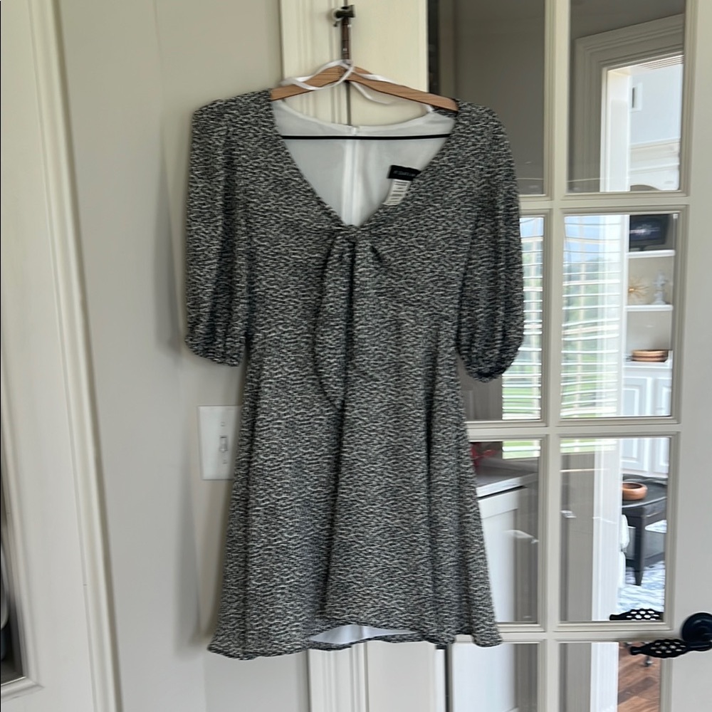 B Darlin Black and White Puff Sleeve Sundress